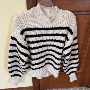H&M Black and Cream Striped Sweater